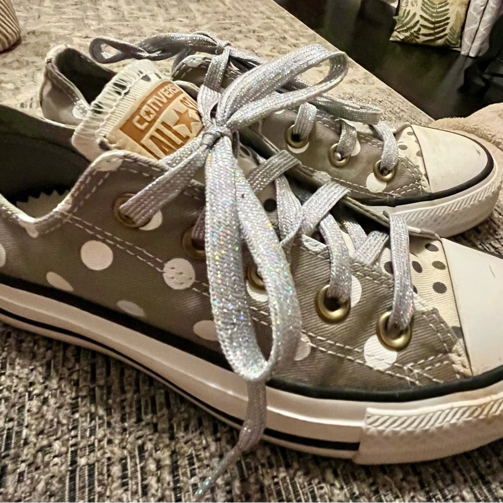 Converse Kids' Gray and White Polka Dot Sneakers